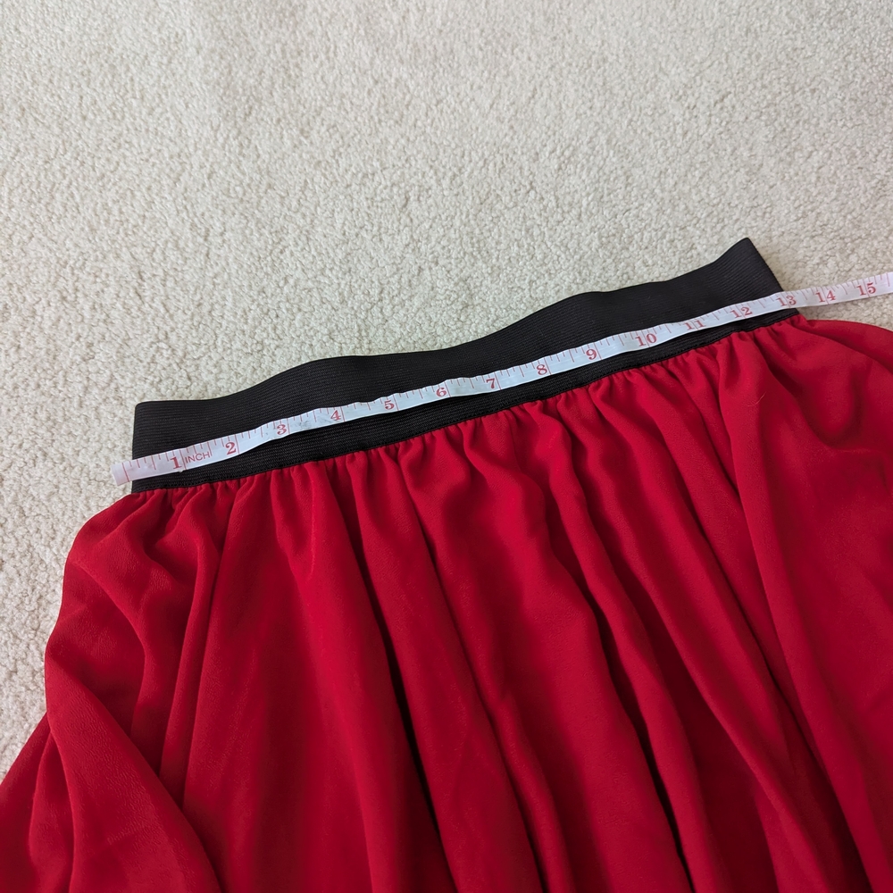 Elegant Red Maxi Skirt with Black Waistband - Picture 6 of 8